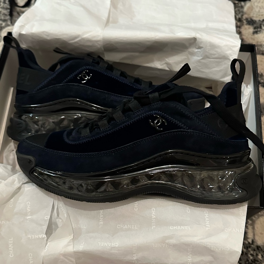 Blue Suede Chanel Sneakers